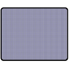 Usa Flag Blue And White Gingham Checked Double Sided Fleece Blanket (medium)  by PodArtist