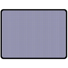 Usa Flag Blue And White Gingham Checked Double Sided Fleece Blanket (large)  by PodArtist