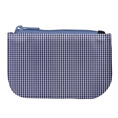 Usa Flag Blue And White Gingham Checked Large Coin Purse by PodArtist