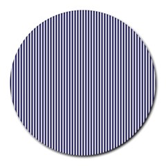 Usa Flag Blue And White Stripes Round Mousepads by PodArtist