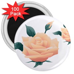 Rose Flower Nature Floral Summer 3  Magnets (100 Pack)