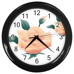 Rose Flower Nature Floral Summer Wall Clocks (black)