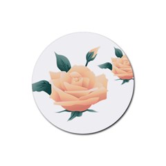 Rose Flower Nature Floral Summer Rubber Round Coaster (4 Pack) 