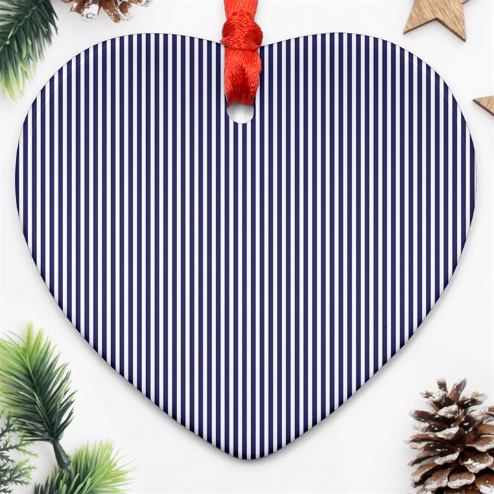 USA Flag Blue and White Stripes Heart Ornament (Two Sides)