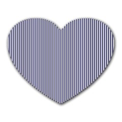 Usa Flag Blue And White Stripes Heart Mousepads by PodArtist