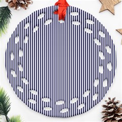 Usa Flag Blue And White Stripes Ornament (round Filigree) by PodArtist