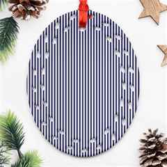 Usa Flag Blue And White Stripes Oval Filigree Ornament (two Sides) by PodArtist