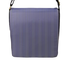 Usa Flag Blue And White Stripes Flap Messenger Bag (l)  by PodArtist