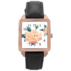 Rose Flower Nature Floral Summer Rose Gold Leather Watch  by Sapixe