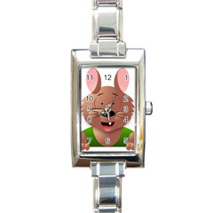 Mole Animal Cartoon Vector Art Rectangle Italian Charm Watch by Sapixe