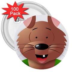 Mole Animal Cartoon Vector Art 3  Buttons (100 Pack)  by Sapixe