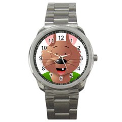 Mole Animal Cartoon Vector Art Sport Metal Watch by Sapixe