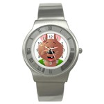 Mole Animal Cartoon Vector Art Stainless Steel Watch Front