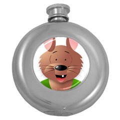 Mole Animal Cartoon Vector Art Round Hip Flask (5 Oz) by Sapixe