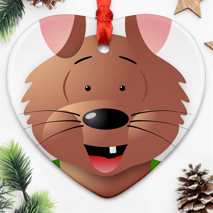 Mole Animal Cartoon Vector Art Heart Ornament (Two Sides)