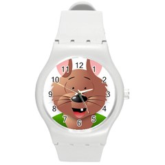 Mole Animal Cartoon Vector Art Round Plastic Sport Watch (m) by Sapixe