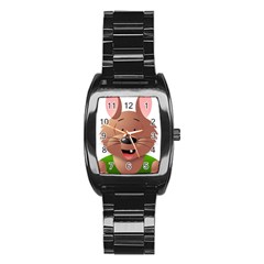 Mole Animal Cartoon Vector Art Stainless Steel Barrel Watch by Sapixe