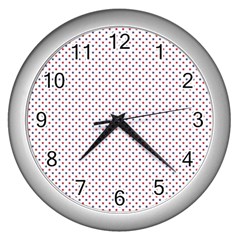 Usa Flag Red And Flag Blue Stars Wall Clocks (silver)  by PodArtist