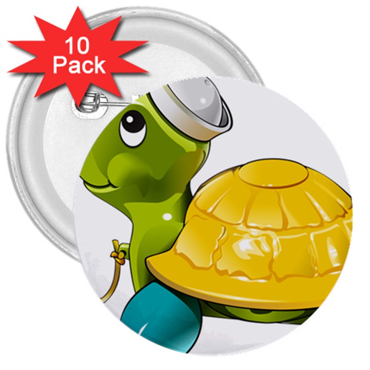 Turtle Sea Turtle Leatherback Turtle 3  Buttons (10 pack) 