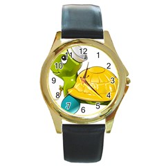 Turtle Sea Turtle Leatherback Turtle Round Gold Metal Watch by Sapixe