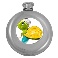 Turtle Sea Turtle Leatherback Turtle Round Hip Flask (5 Oz) by Sapixe