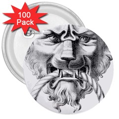 Steampunk Steam Punk Lion Door 3  Buttons (100 Pack)  by Sapixe