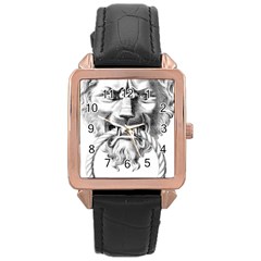 Steampunk Steam Punk Lion Door Rose Gold Leather Watch  by Sapixe