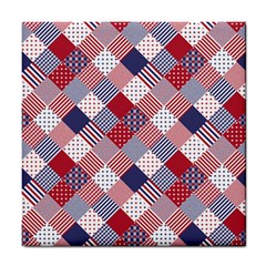 Usa Americana Diagonal Red White & Blue Quilt Tile Coasters by PodArtist