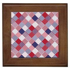 Usa Americana Diagonal Red White & Blue Quilt Framed Tiles by PodArtist