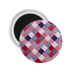 USA Americana Diagonal Red White & Blue Quilt 2.25  Magnets