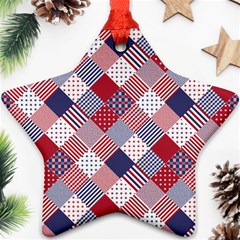 USA Americana Diagonal Red White & Blue Quilt Ornament (Star)