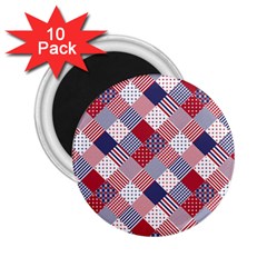 USA Americana Diagonal Red White & Blue Quilt 2.25  Magnets (10 pack) 