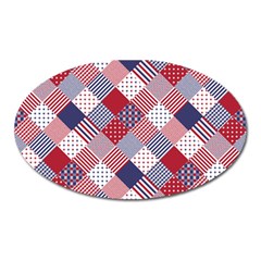 Usa Americana Diagonal Red White & Blue Quilt Oval Magnet by PodArtist