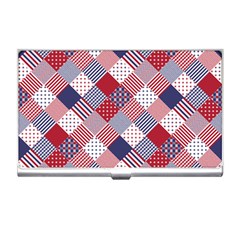 USA Americana Diagonal Red White & Blue Quilt Business Card Holders