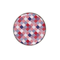 Usa Americana Diagonal Red White & Blue Quilt Hat Clip Ball Marker (10 Pack) by PodArtist