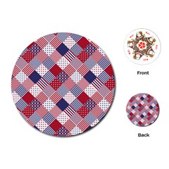 Usa Americana Diagonal Red White & Blue Quilt Playing Cards (round)  by PodArtist