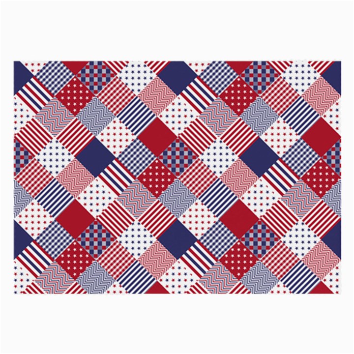 USA Americana Diagonal Red White & Blue Quilt Large Glasses Cloth (2-Side)