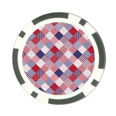 Usa Americana Diagonal Red White & Blue Quilt Poker Chip Card Guard by PodArtist