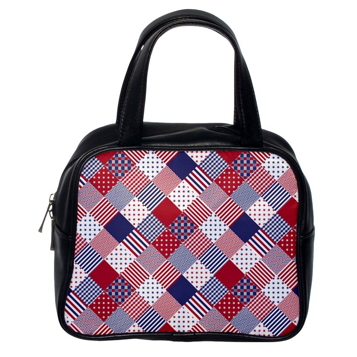 USA Americana Diagonal Red White & Blue Quilt Classic Handbags (One Side)