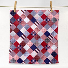 Usa Americana Diagonal Red White & Blue Quilt Face Towel by PodArtist