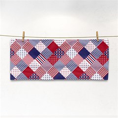 USA Americana Diagonal Red White & Blue Quilt Hand Towel