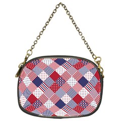 Usa Americana Diagonal Red White & Blue Quilt Chain Purses (one Side)  by PodArtist