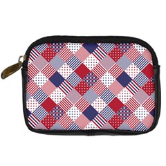 Usa Americana Diagonal Red White & Blue Quilt Digital Camera Cases by PodArtist