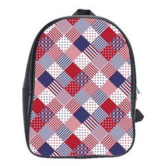 Usa Americana Diagonal Red White & Blue Quilt School Bag (large) by PodArtist