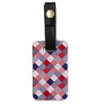 USA Americana Diagonal Red White & Blue Quilt Luggage Tags (One Side)  Front