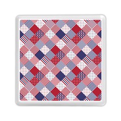 USA Americana Diagonal Red White & Blue Quilt Memory Card Reader (Square) 