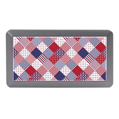 USA Americana Diagonal Red White & Blue Quilt Memory Card Reader (Mini)