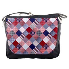 Usa Americana Diagonal Red White & Blue Quilt Messenger Bags by PodArtist