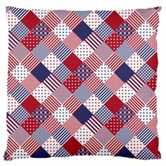 Usa Americana Diagonal Red White & Blue Quilt Large Cushion Case (one Side) by PodArtist