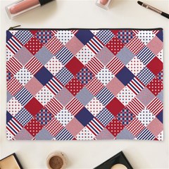 Usa Americana Diagonal Red White & Blue Quilt Cosmetic Bag (xxxl)  by PodArtist